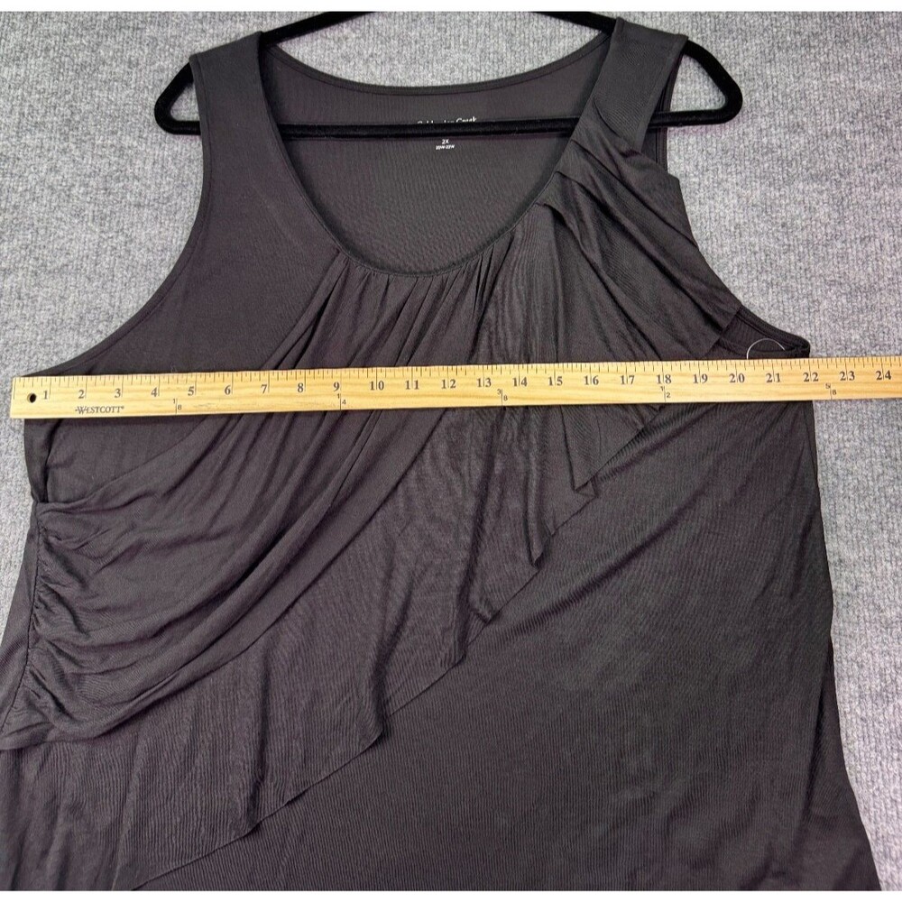 Coldwater Creek Black Sleeveless Draped Tank Top 2X Rayon 20W 22W - Picture 2 of 9